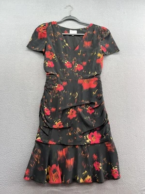 Vestido Milly Mujer 2 Negro Multicolor Pam Seda Cepillada Acanalado Floral en Niveles Foto 1 de 4
