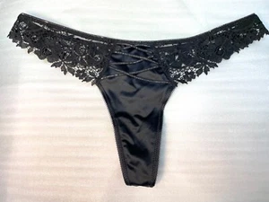 SEXY LIQUID SHINY SATIN GSTRING LUXURY PANTIE CENSORED THONG WOMAN LACE LINGERIE - Picture 1 of 3