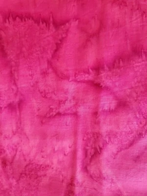 Sewing Fabric Hand Dyed Batik Dark Pink Hints of Peach 19.5X45" Cotton - Image 1 of 3