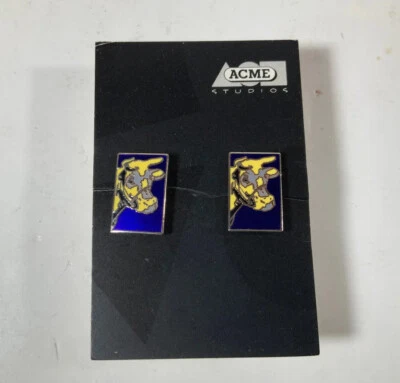 Винтажные запонки ACME Studio ANDY WARHOL «Корова» эмаль клуазоне НОВЫЕ - Изображение 1 из 3