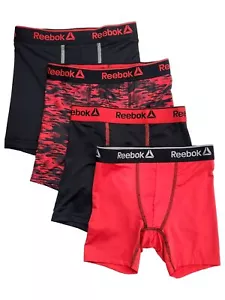 Boys Red 4-Pack Reebok Performance Athletic Stretch Underwear Boxer Briefs Small - Picture 1 of 2