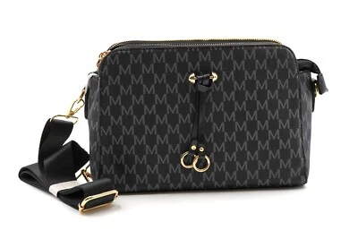 SONDERPOSTENDISCOUNT Damenumhängetasche mit verstellbarem Schultergurt Braun-Schwarz-Grau Modell 01-2