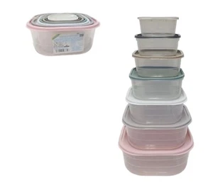 Set 7 contenitori per alimenti cibo in plastica con coperchio Contenitore Frigo - Foto 1 di 6