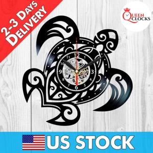 Sea Turtle Clock Vinyl Record Wall Art Hawaiian Decoration Room Decor Xmas Gifts - Picture 1 of 5