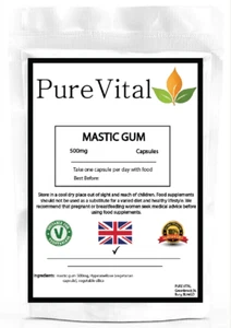 Mastic Gum 500mg Capsules – Digestive Health & Stomach Support | PureVital - Picture 1 of 2