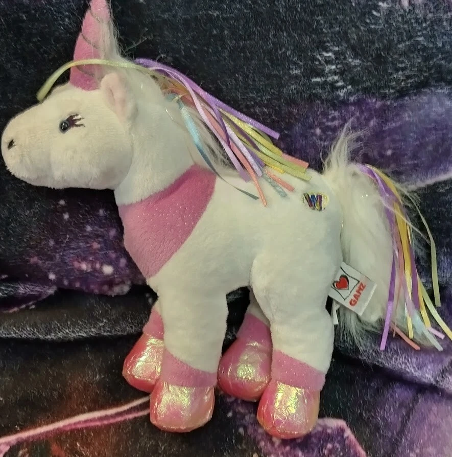 Plush Ganz  UNICORN WEBKINS NO CODE WHITE 10" STUFFED ANIMAL Toy RIBBONS retired - Image 1 of 4