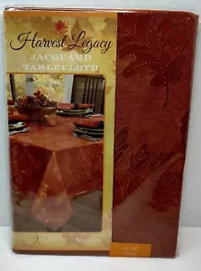 Benson Mills Harvest Legacy Rust Jacquard 52 X 52 Tablecloth with Fall Leaves - Picture 1 of 8