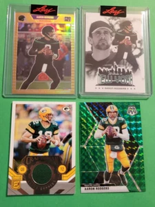 Aaron Rodgers GOLD REFRACTOR PRIZM CARD #d180/199 + Jersey CARD & LEAF Steelers - Picture 1 of 11