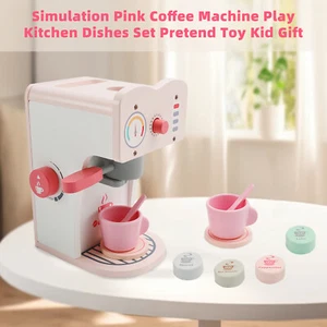Simulation Pink Coffee Machine Play Kitchen Dishes Set Pretend Toy Kid Gift - Picture 1 of 13