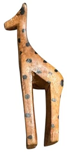Hand Carved Wooden Giraffe Figurine Black Spots Rustic African-Inspired Art 3.5" - Picture 1 of 10