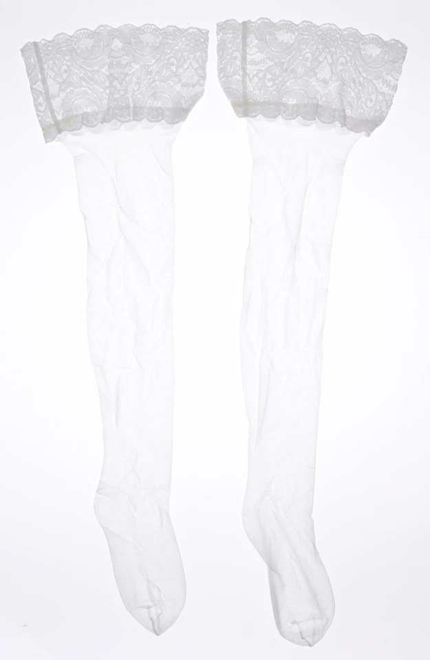 Wolford 260421 女式缎面触感 20 Stay-Up 大腿白色 S 码 — 第 1/2 张图片