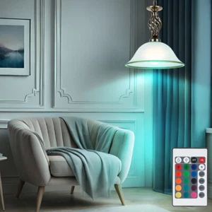 Esszimmerlampe Pendelleuchte Hängeleuchte Glas Altmessing RGB LED Fernbedienung - Bild 1 von 12