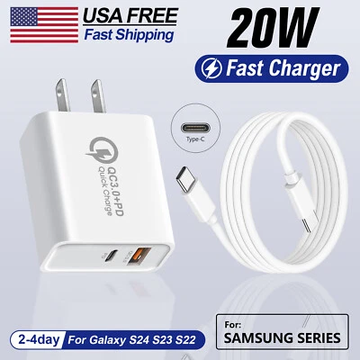 Fast Charger USB+Type C Wall Plug Cable Cord Fit Google Pixel 8 7 6 Pro 8a 7a 6a - Image 1 of 4