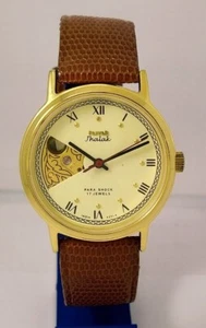 HMT Jhalak Golden Dial Mechanical Watch Semi Skeleton 17J. Collectible GP*FedEx - Picture 1 of 8