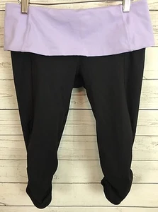 Lululemon Run Nothing to Hide Crop Capri Leggings Black Purple Fold Over size 6? - Picture 1 of 8