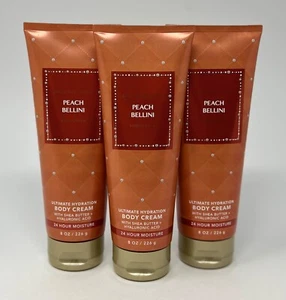 3 NEW BATH & BODY WORKS PEACH BELLINI ULTIMATE HYDRATION CREAM LOTION SHEA 8 OZ - Picture 1 of 6