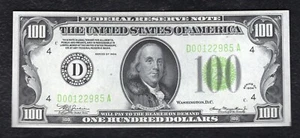 FR. 2152-Dlgs 1934 $100 LGS LIGHT GREEN SEAL FRN CLEVELAND, OH GEM UNCIRCULATED - Picture 1 of 2