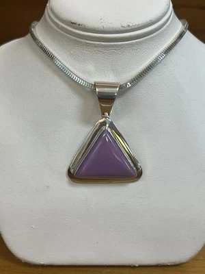 Jay King DTR 925 Sterling Silver Purple/Pink Stone Necklace Snake Chain - Image 1 of 4
