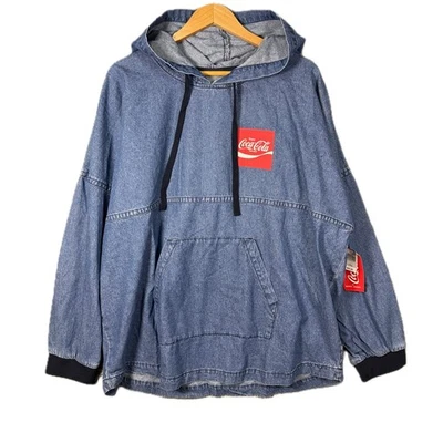 Chaqueta con Capucha Coca-Cola Spirit Jersey Denim XL Talla Grande Jean Rojo Logo Ropa de Calle Foto 1 de 4