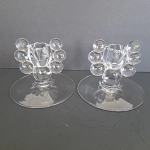 Candelabros de lágrima de luz única de vidrio Duncan & Miller de colección Art Deco - Imagen 1 de 6