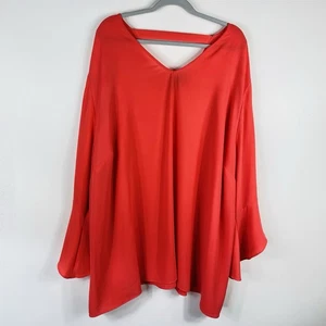 Blusa Top Catherines Talla Grande 5X 34 36 Cuello en V Manga Volantes Naranja - Imagen 1 de 7