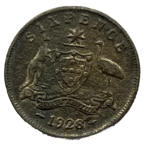 1928 AUSTRALIA SIXPENCE 6D | 92.5% SILVER PRE-DECIMAL COIN | KGV | *HIGGS - Picture 1 of 2