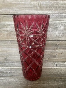 Vintage Kagami Japan Edo Kiriko Kristall 10 1/4" hoch rosa Überfang Vase neuwertig - Bild 1 von 7