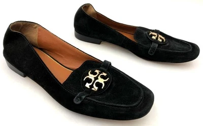 Mocasines de gamuza negros con logotipo Tory Burch 'Metal Miller' para mujer - talla 10 (+COA) Foto 1 de 4