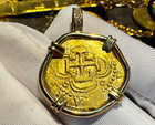 PENDANT W/ DIAMONDS SPAIN 2 ESCUDOS 1556 98 JEWELRY NECKLACE PIRATE GOLD COINS PENDANT W/ DIAMONDS SPAIN 2 ESCUDOS 1556 98 JEWELRY NECKLACE PIRATE GOLD COINS