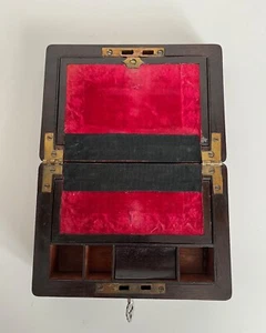 Antique Victorian Rosewood Mother of Pearl Inlaid Travel Lap Desk - Picture 1 of 13