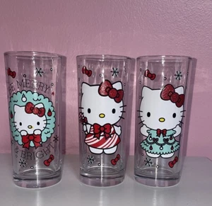 Hello Kitty Sanrio Christmas glassware Collins 10 ounce X 3 - Picture 1 of 3