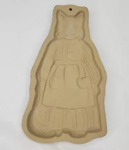 Vintage braune Tasche Kekskunst Form Mutter Katze 1988 anthropomorphe Schürze kariert Kleid - Bild 1 von 8