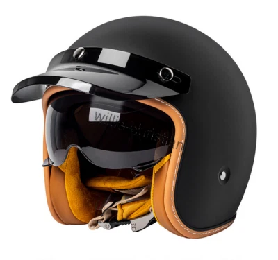 Jethelm mit Visier Motorradhelm Retro Rollerhelm Sturzhelm Schwarz Grau Unisex - Bild 1 von 3