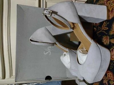 SHELLY'S LONDON NWB Deborah светло-лавандовый серый замшевый платформе коренастый каблуки 10 М  - Изображение 1 из 4