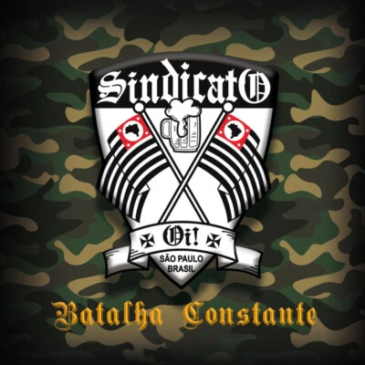 SINDICATO OI! - BATALHA CONSTANTE (LP) single sided oliv UV Print Skinhead Punk - Bild 1 von 3