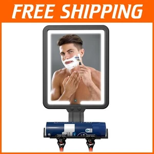 Rechargeable Fog-Free Shower Shaving Mirror with Adjustable Lighting & Storage - Picture 1 of 10