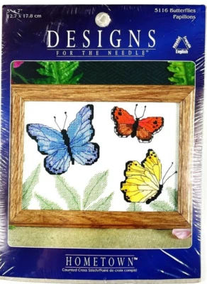 Kit de costura vintage 1999 DFTN 14-Ct punto de cruz mariposas Foto 1 de 4