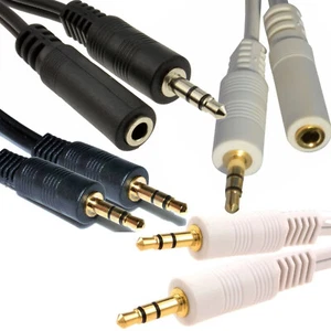 AUX Headphone Extension Cable 3.5mm Jack Audio Male or Male Female PC Mic Lead - Picture 1 of 5