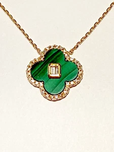 EFFY 14K Yellow Gold Malachite & Diamond Necklace - Picture 1 of 8