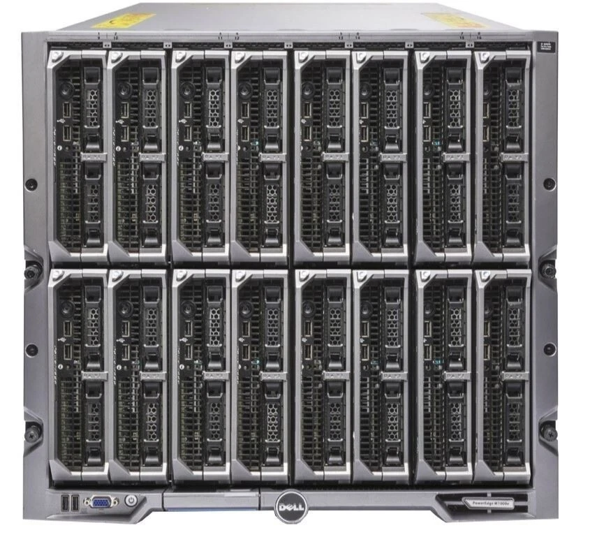 Dell PowerEdge M1000E Chassis W/ 16x M620 Blade Server 32x E5-2660v2 1152GB Ram - Image 1 of 1