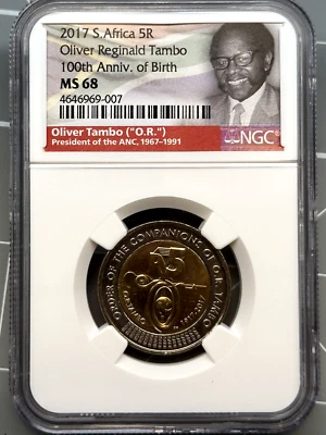 2017 South Africa 5 Rand-  NGC MS68 - Oliver Reginald Tambo - Image 1 of 4