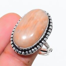 Orange Aventurine Gemstone 925 Sterling Silver Jewelry Ring Size Adjustable