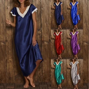 Women Oversize Sleep Shirts Sleepwear Long Dress NightGown Lace Sexy Pajamas - Picture 1 of 12