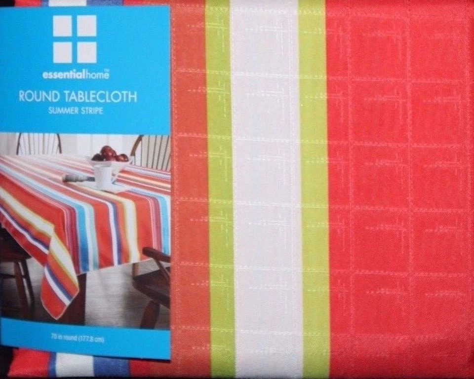 Essential Home Round  TableCloth Summer Stripes Stripe  70 in  - Image 1 of 1