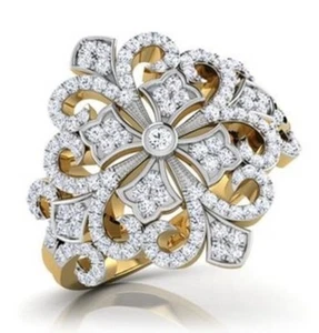 Anello con diamanti NATURALI 0,52 ct | certificato VS F-G IGI | fidanzamento in oro giallo 18 carati - Foto 1 di 4