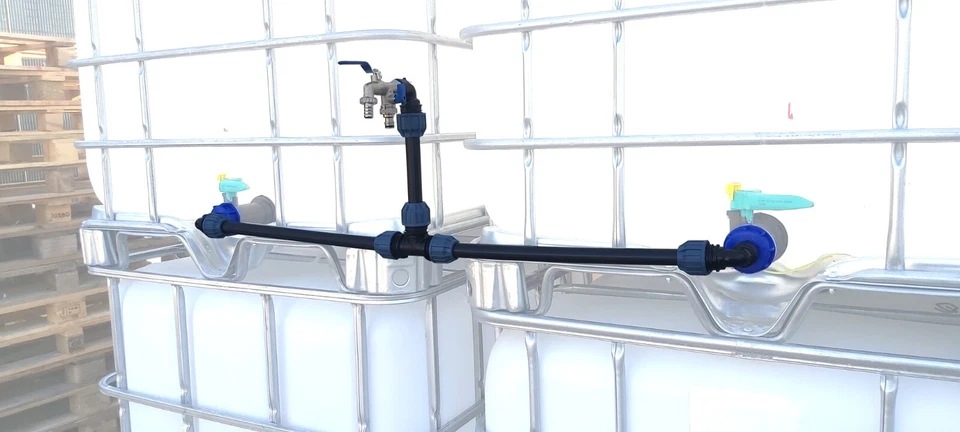 IBC Container Wassertank Verbindungsset Schwanenhals Dual Wasserhahn - Bild 1 von 3