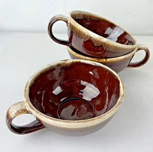 LOT 3 McCOY SOUP CHILI BOWL BROWN DRIP Cup Pottery Handle Vintage Kitchen Decor - Picture 1 of 19