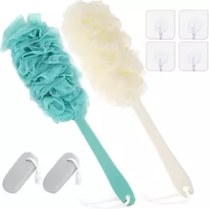 Long Handle Back Scrubber, Soft Nylon Mesh Shower Brush for Body Cleansing - Picture 1 of 12