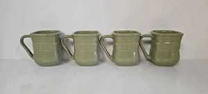 Set of 4  Longaberger Woven Traditions Sage Green Square Coffee Mugs - Picture 1 of 8