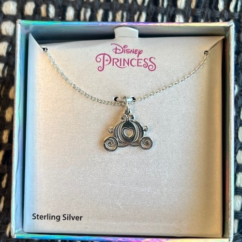 Collana Coach Cenerentola Principesse Disney Argento Sterling Nuova con etichette